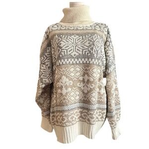 Vintage 80s Compagnie Internationale Limited Express Fair Isle Snowflake Sweater